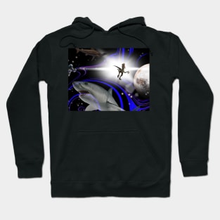 Shark and Prehistoric Mayhem in Space Hoodie